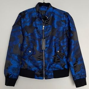 First Made Womens Blue/Black Floral Bomber Jacket Sz M NWT*